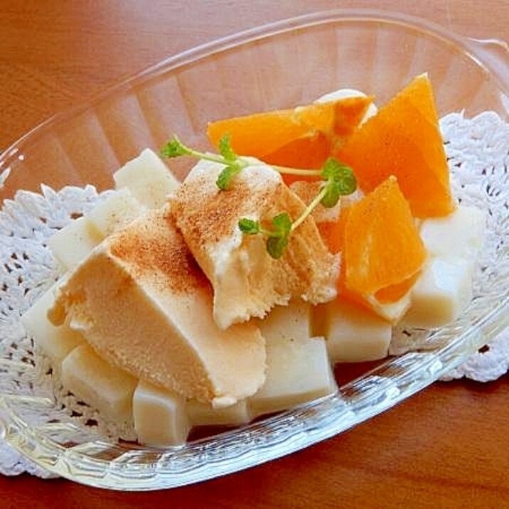 柔らかい!水あめ入り豆乳寒❤アイスと果物スイーツ♪